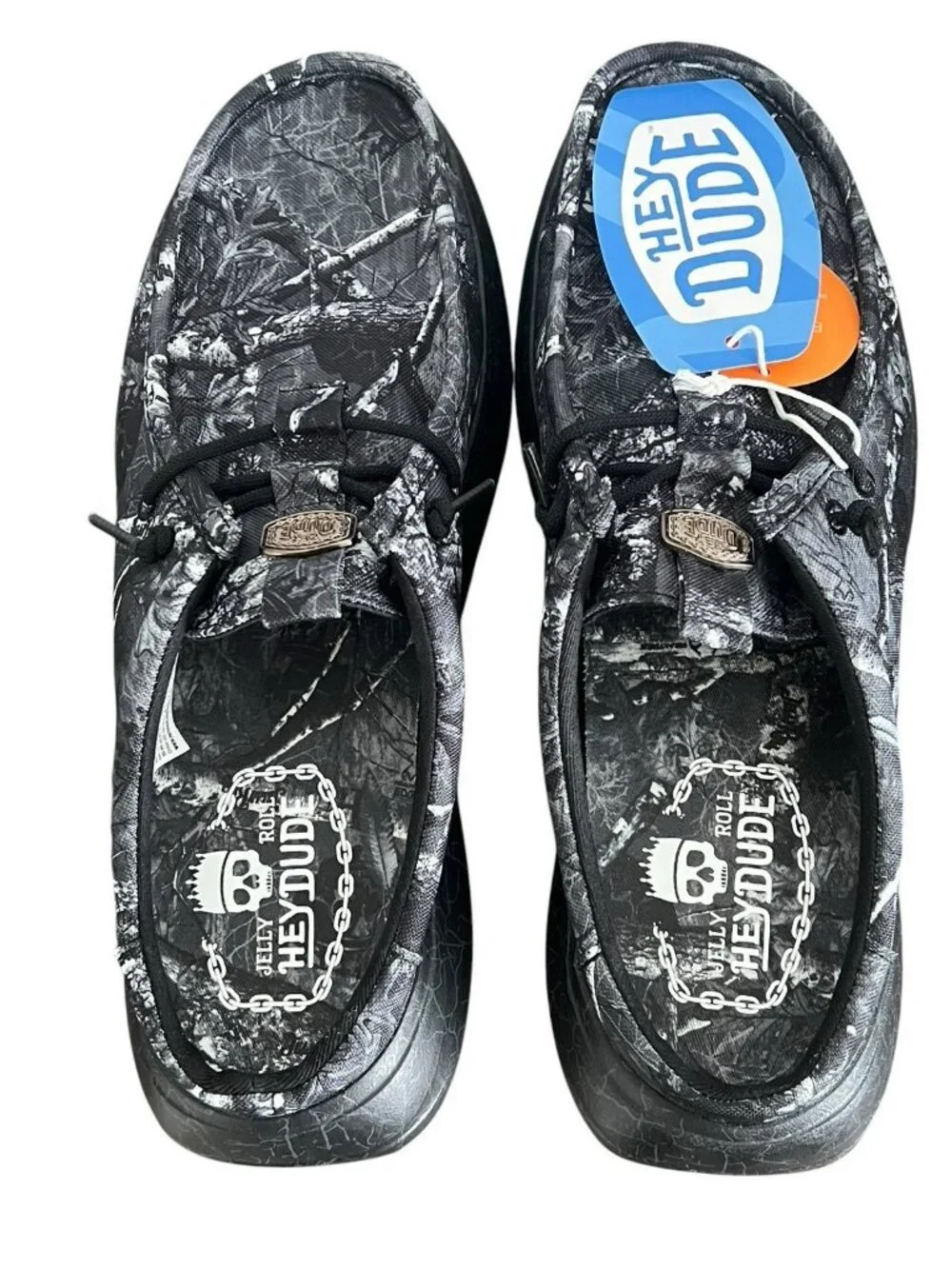 JELLY ROLL x Hey Dude Realtree Edge Wally Comf Slip Shoes Black Camo Men's 10